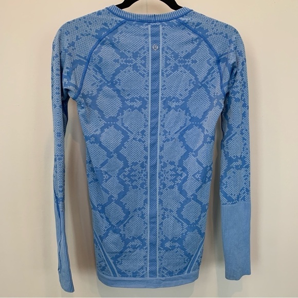 Lululemon Run Swiftly Blue Patterned Long Sleeve Top Size 6 - Picture 3 of 7
